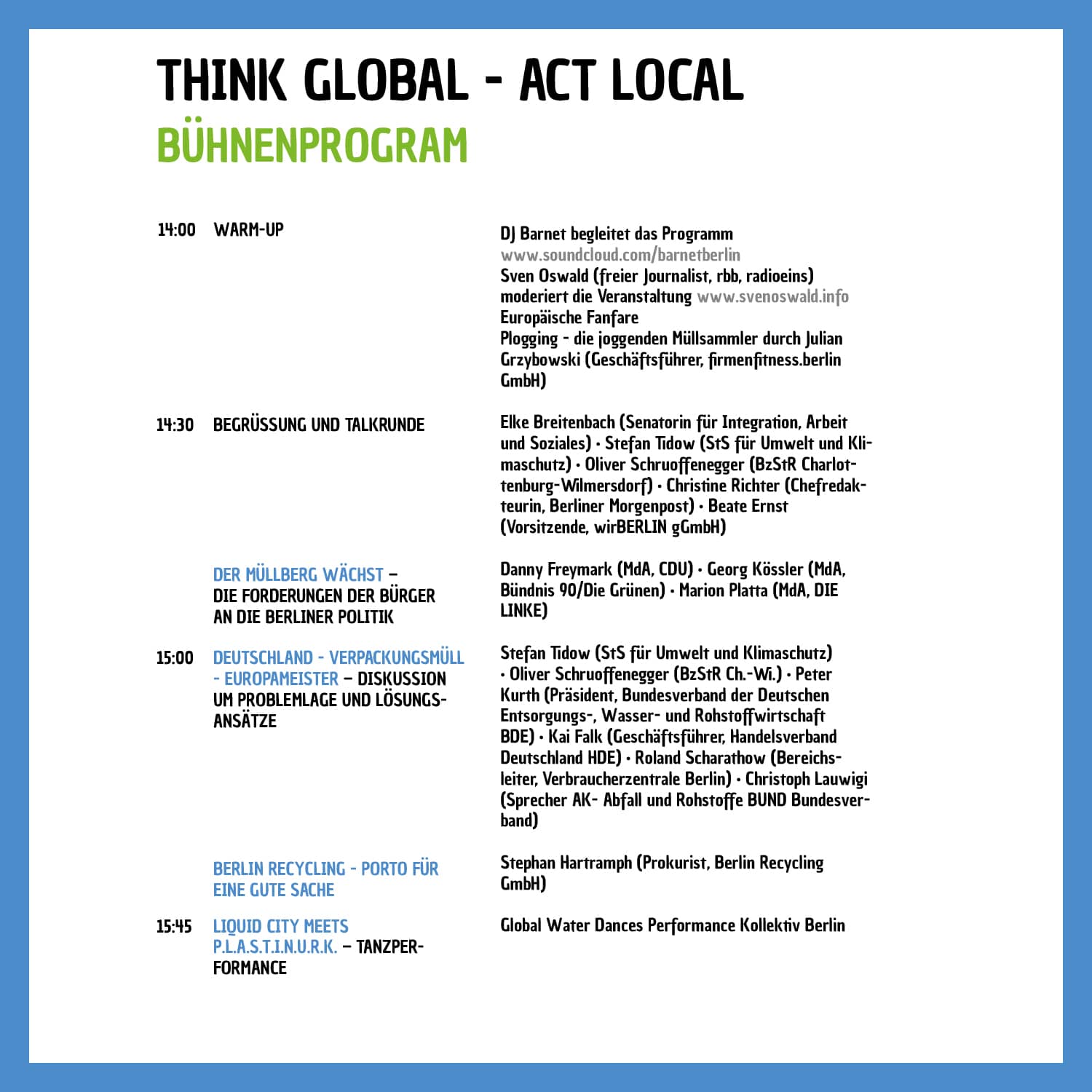 Bühnenprogramm vom Event think global-act local 2019