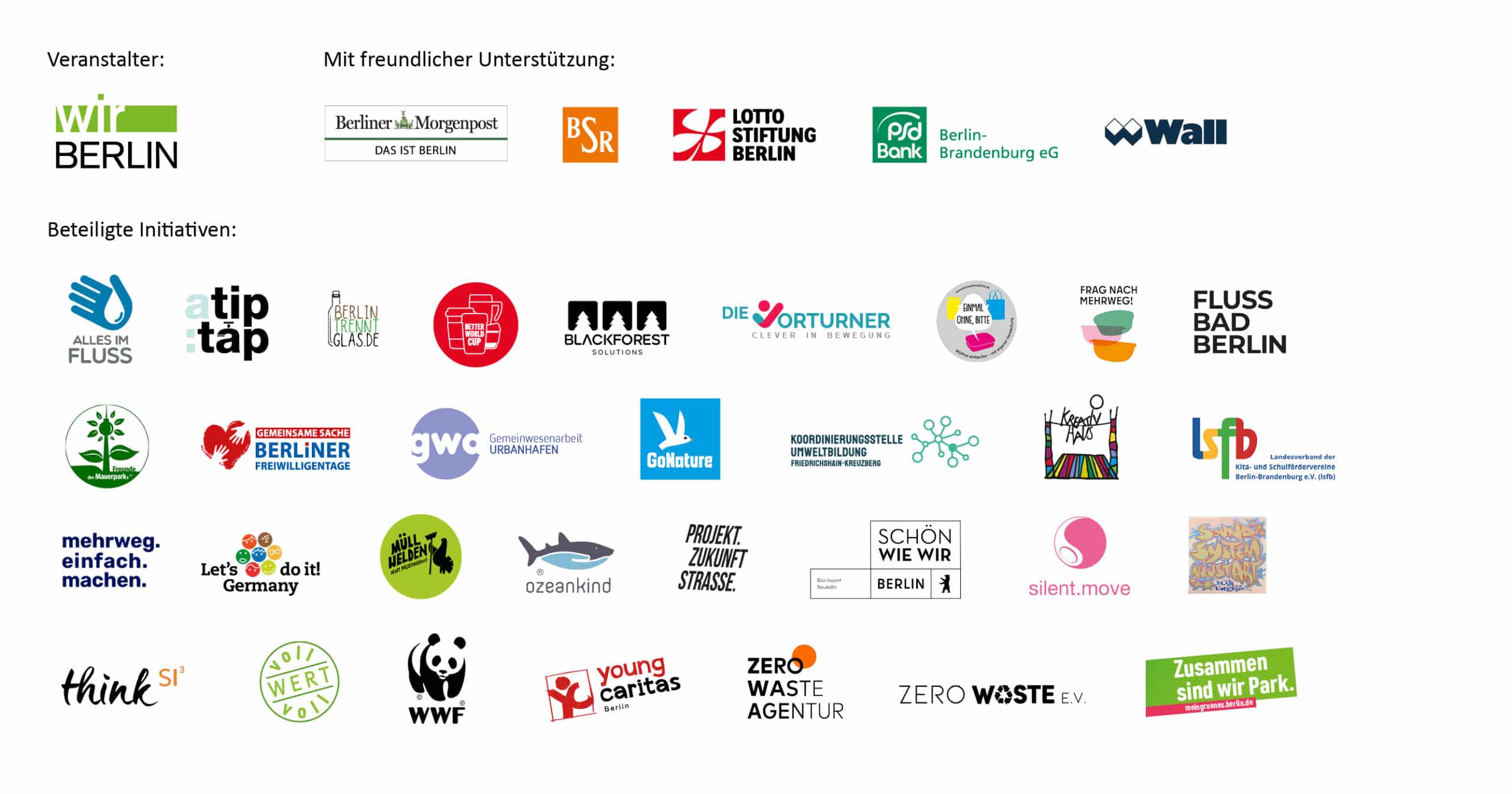 Partner-Initiativen und Unterstützer des WORLD CLEANUP DAY BERLIN 2023